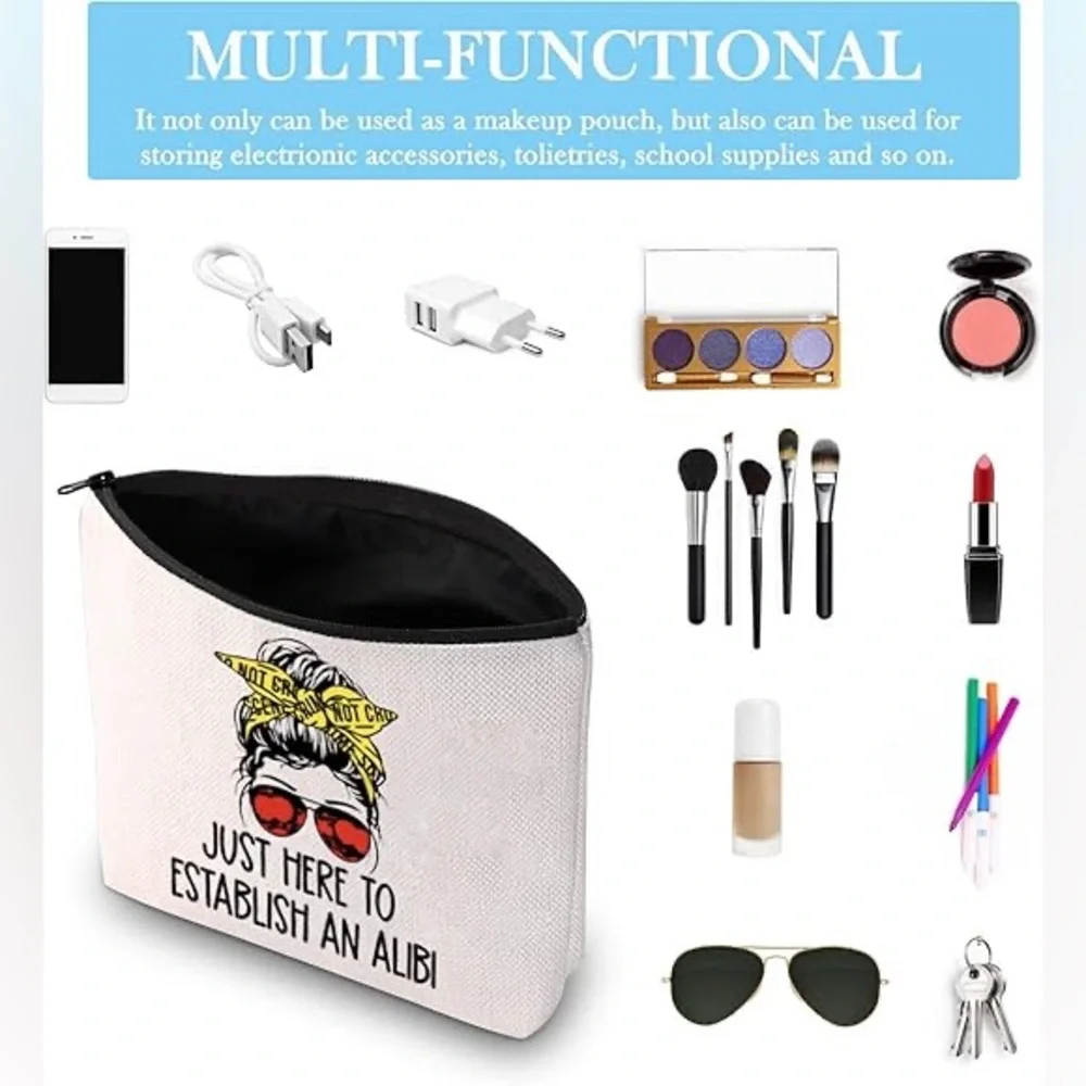 GJTIM women’s Just Here To Establish Alibi Graphic Makeup Bag